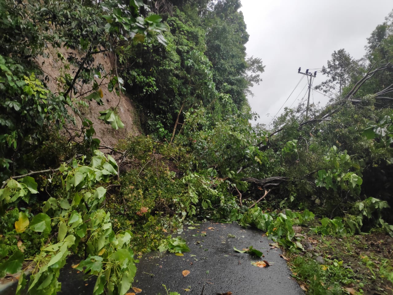 keadaan jalan saat terjadi longsor
