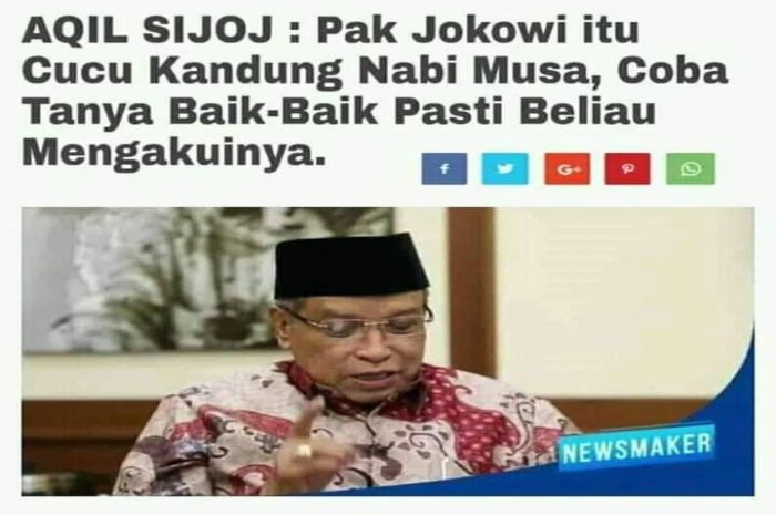 Tangkapan layar dari artikel yang diduga menyatakan ketua NU sebut Jokowi cucu kandung Nabi Musa. /Rupiah Buzzer (foto: Pikiran rakyat)