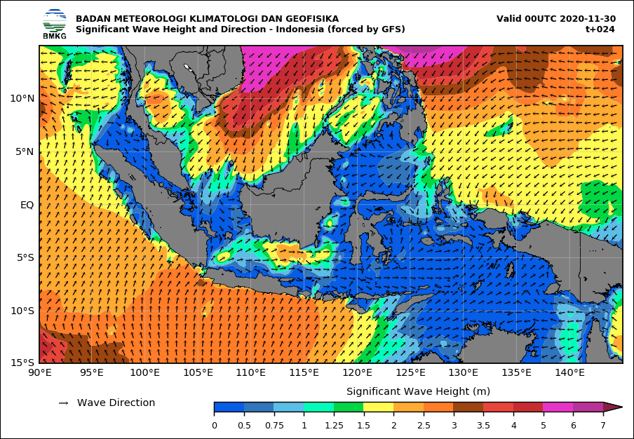 Informasi Gelombang tinggi untuk Indonesia 24 Jam kedepan (foto ; BMKG)