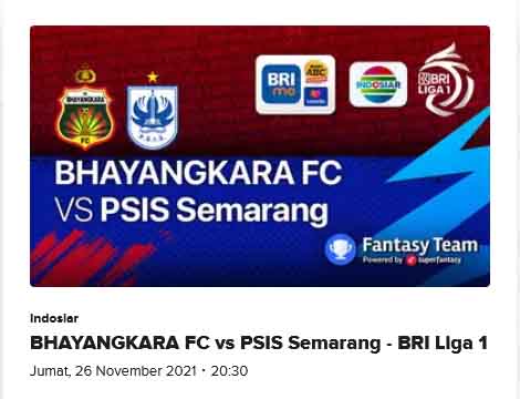 Link nonton Live Streaming Bhayangkara FC vs PSIS Semarang, Prediksi &amp;amp; Susunan Pemain (Pic: Vidio.com)