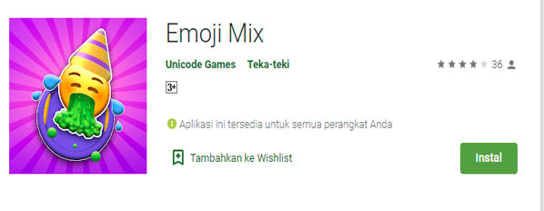 Seru! Download Emoji Mix by Tikolu Unicode Games 2022 Terbaru di Play Store (Foto: Play Store)