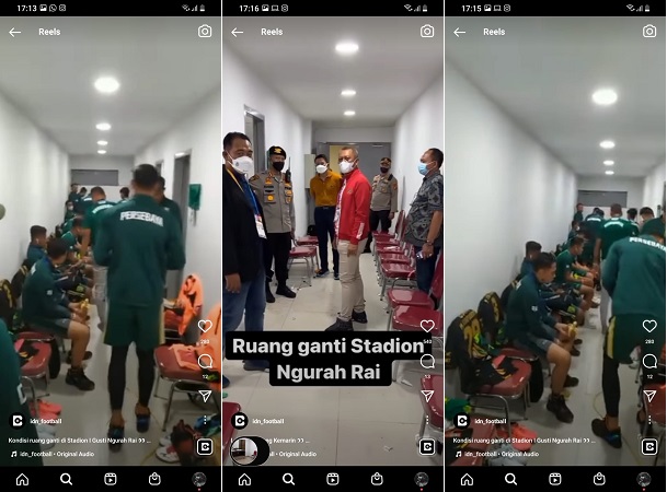 Persebaya keluhkan kondisi di ruang ganti Stadion I Ngurah Rai Denpasar, Bali. (Tangkap layar Instagram @IDN_Fottball)