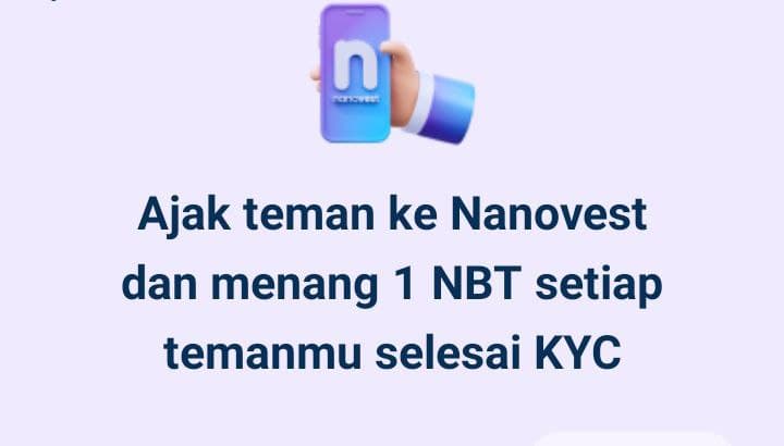 Aplikasi penghasil Saldo Dana: Nanovest ada Event Lagi, Dapatkan Reward Token NBT Gratis 