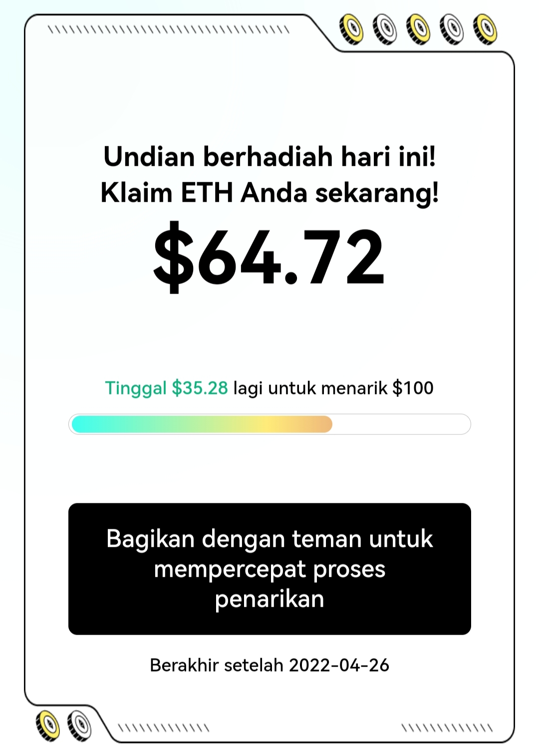 Reward ETH Senilai $100 Dari Event Aplikasi Penghasil Uang OKX, Cek Cara Untuk Cara Untuk Mendapatkan Hadiahnya