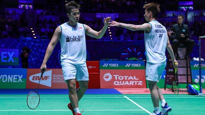 Marcus Fernaldi dan Kevin Sanjaya Sukamuljo mundur di Malaysia Open 2022, (Foto: Badminton Indonesia)
