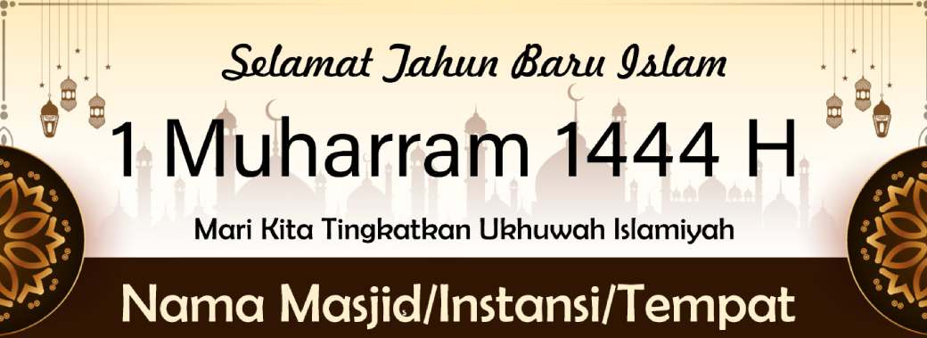 Download Gratis! Spanduk Tahun Baru Hijriah 1 Muharam 1444 (2022) Siap Cetak! 