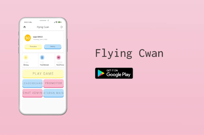 Aplikasi Penghasil Uang Flying Cwan, Tukarkan 100 Poin dengan Saldo Dana Rp100.000