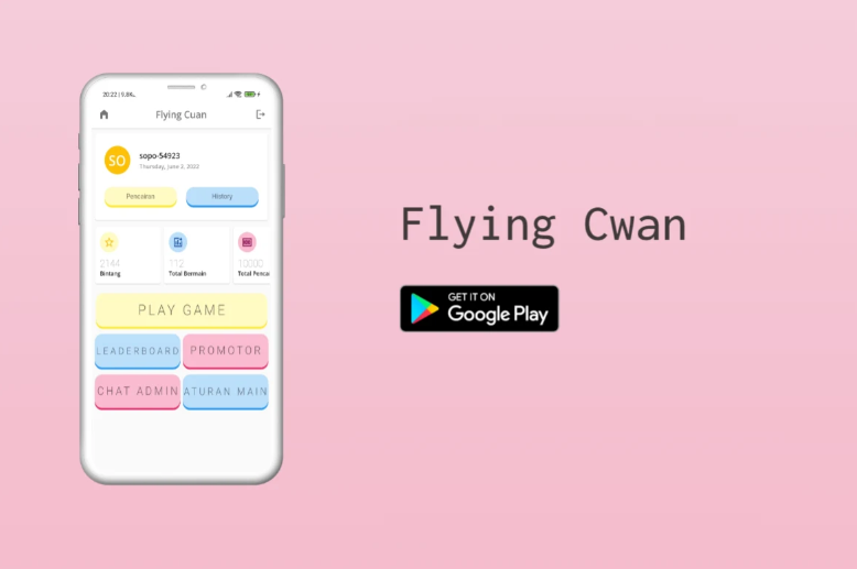 Review Aplikasi Penghasil Uang Flying cwan, WD 100 Poin dengan Saldo Dana Rp100.000. Foto: Istimewa
