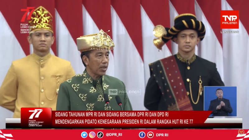 Presiden Joko Widodo menyampaikan Pidato saat Rapat Tahunan