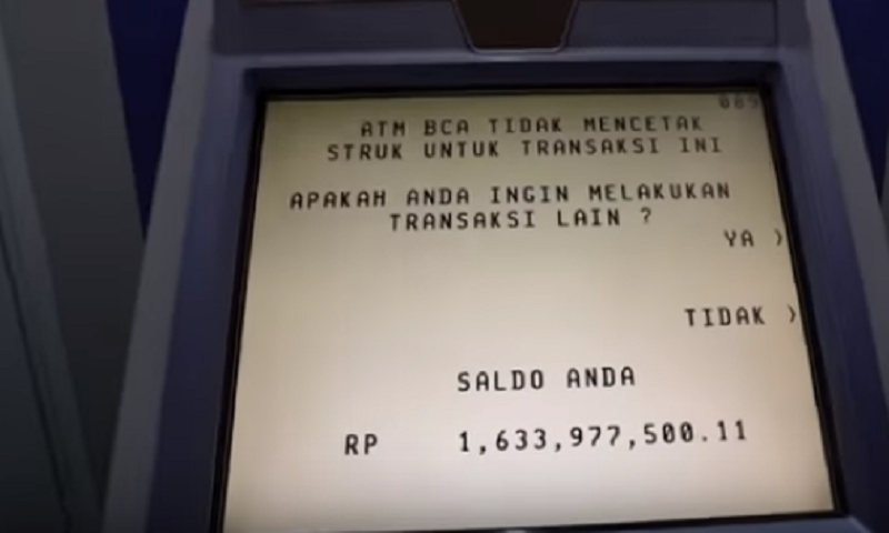 Ilustrasi Rekening di mesin ATM