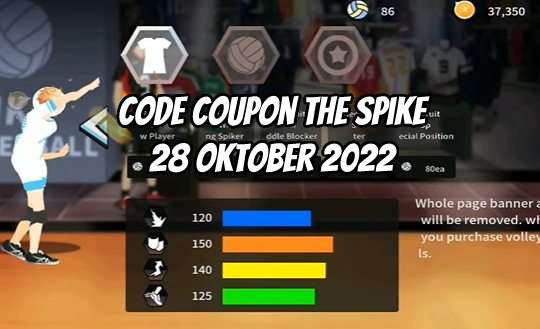 NEW! Code Coupon The Spike Volleyball Story 28 Oktober 2022, Klaim Kodenya. (Foto: Klikkoran.com)