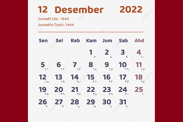 Kalender Desember 2022. (Foto: Pngtree)Daftar Hari Besar Desember 2022 dan Tanggal Merah untuk Siapkan Waktu Wisata Akhir Tahun (foto: Klikkoran)