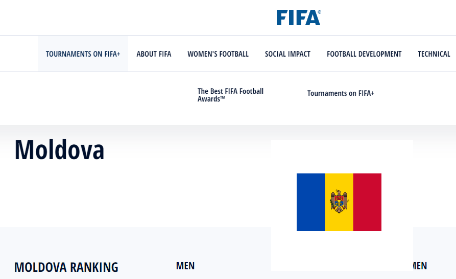 Peringkat Berapa Moldova dalam Ranking FIFA per Tanggal 1 November 2022? /capture laman resmi FIFA
