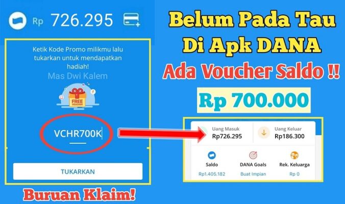 Saldo gratis Rp 700.000 langsung dari aplikasi DANA. (Foto: Youtube Mas Dwi Kalem)???? Cara Mendapatkan Saldo Dana Gratis Rp 700.000 Langsung dari Aplikasi DANA