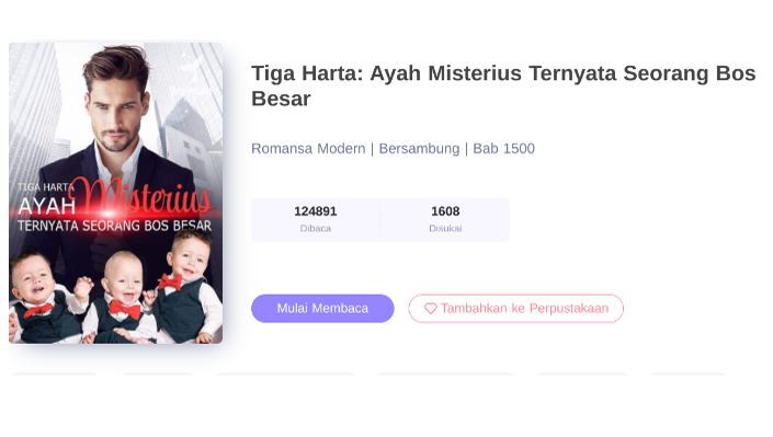 Link baca gratis novel Tiga Harta Ayah Misterius Ternyata Seorang Bos Besar full bab format PDF (foto: JoyRead)