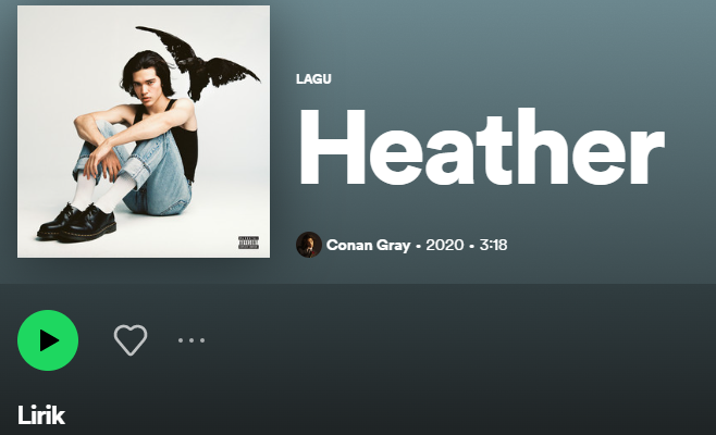 Song Meaning, Makna dan Arti Lagu 'Heather' milik Conan Gray yang Viral di TikTok  (foto: capture Spotify)