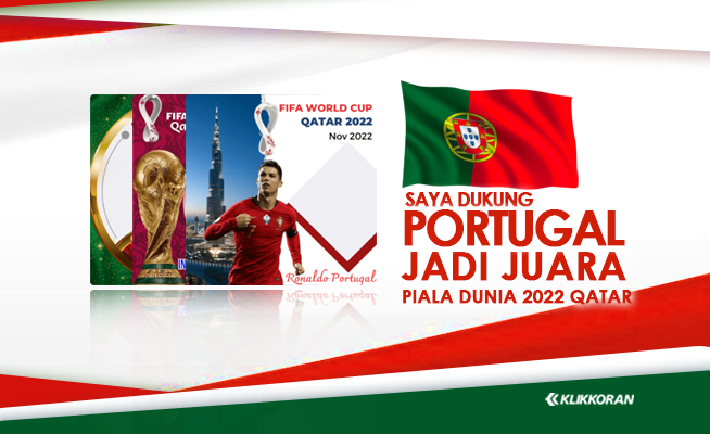 Twibbon Foto Profil 'Saya Dukung Portugal Menjadi Juara Piala Dunia 2022', Support Ronaldo CS Dengan Bingkai Ini (edit: Klikkoran.com) Tekan pada gambar untuk memasang twibbon Portugal (foto: SùhaNäz Sha/twibbonize.com)