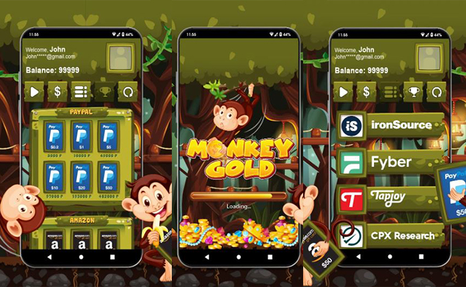 Aplikasi Monkey Gold, Apk Penghasil Saldo Dana. (Foto: Istimewa)