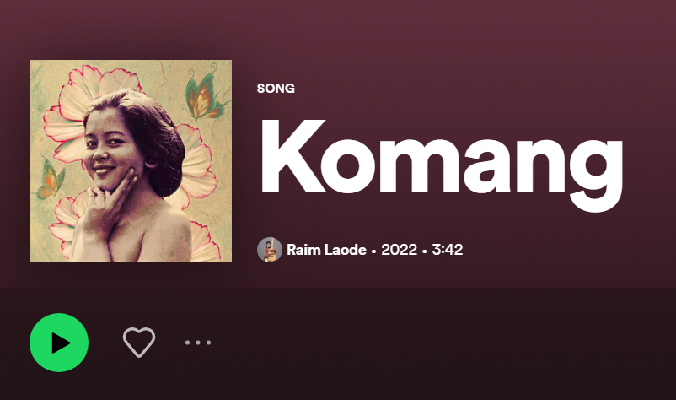 Arti Lirik Lagu Sebab Kau Terlalu Indah 'Komang' by Raim Laode Trending #1 di TikTok beserta Maknanya (Foto : Tangkap Layar Spotify)