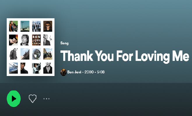 Arti Lirik Lagu 'Thank You For Loving Me' by Bon Jovi, Makna dan Terjemahan Indonesia (Foto : Tangkap Layar Spotify)