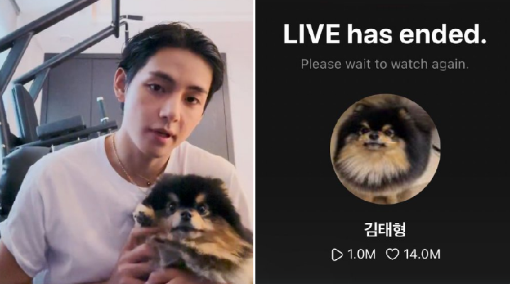 V BTS Memulai dan Mengakhiri Siaran Langsung Karena Yeontan dan Menjadikan Rekor Live Weverse Terpendek Tahun Ini (Foto : Twitter @Chimtaekookcham)