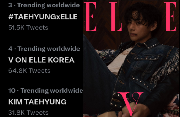 V BTS Menghebohkan Internet Setelah Terungkap Menjadi Model Sampul 'ELLE Korea' dan Status Baru Sebagai Duta Global CELINE (Foto : Twitter @BTSV_UNION)
