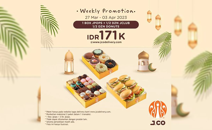 Hanya Rp 171.000!!!  Promo J.Co Weekly Promotion, Beli 1 Box JPops   1/2 Lusin JClub  dan 1/2 Lusin Donat 