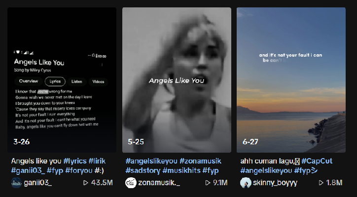 Arti Lagu I Know That You're Wrong For Me, Lirik Angels Like You Milik Miley Cyrus yang Viral di TikTok! (Foto : Tangkap Layar TikTok)