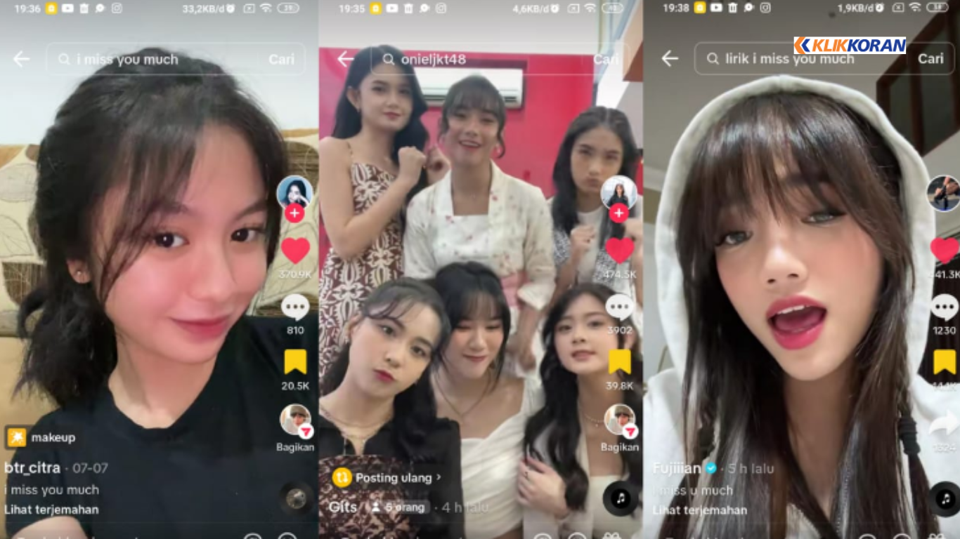 Arti Lagu I Miss You Much (Right Now Na Na Na) by AKON Viral di TikTok, beserta Makna dan Terjemahan Lirik Indonesia (Foto : Tangkap Layar TikTok @aboutciii @fujiiian @gitajkt48)