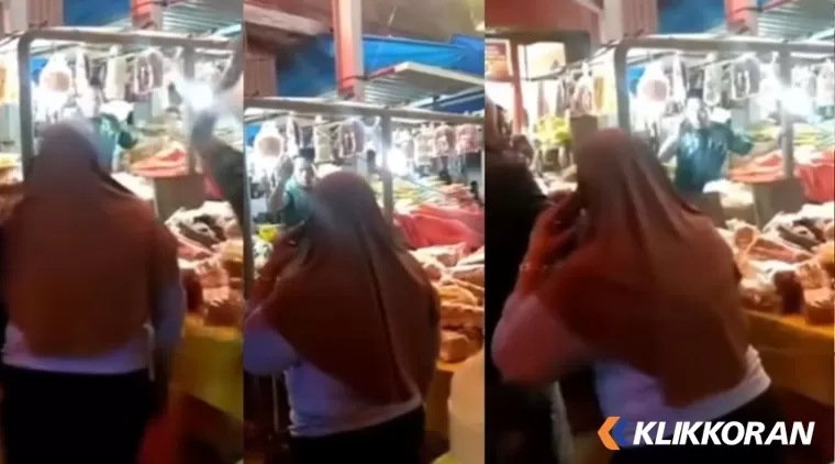 Ricuh antar PKL di Pasar Raya Kota Solok. (Foto: Tangkapan layar Instagram @matarakyat_sumbar)