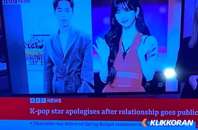 Screenshoot berita BBC News yang menyorot skandal dating Karina aespa dan Lee Jae Wook (foto: Koreaboo)