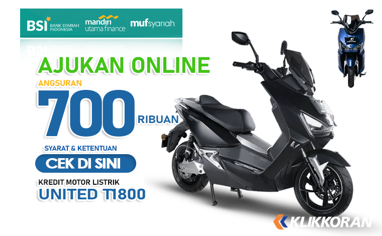 (Foto: Ajukan Online! Kredit Motor Listrik United T1800 Cicilan Rp789.700 lewat BSI OTO, Cek Tabel Angsurannya!/klikkoran.com)