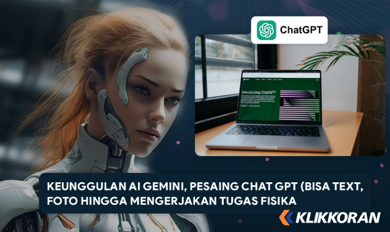 Ilustrasi AI Gemini sebagai Pesain Chat GPT yang dirilis Google Pada 8 Desember 2023 (foto: Kolase dari Pexels dan Medium)