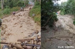 Banjir bandang di Tanjung Raya Agam. (Foto: istimewa)