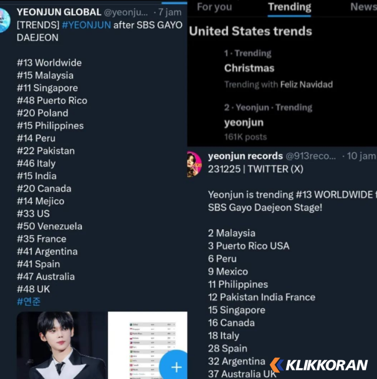 Penampilan Yeonjun TXT di SBS Gayo Daejeon Trending (Foto: Instagram KVIBES)