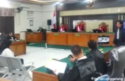 Beginilah suasana sidang kasus dugaan korupsi dana Badan Layanan Umum (BLU) UIN Suska Riau Tahun Anggaran (TA) 2019 di Pengadilan Tipikor pada PN Pekanbaru.(ist)