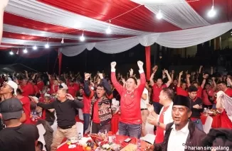 Begini Meriahnya Nobar Indonesia vs Uzbekistan di Mapolda Riau