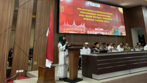 Foto Pelantikan UKM Tahun 2024, Rektor UIN IB Berharap Akan Mengisi dan Wewujudkan Visi Bersama Indonesia Emas 2045