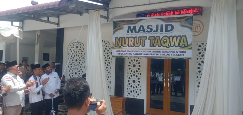 Masjid Nurut Taqwa Di Jorong Manggiu Diresmikan Pemakaiannya oleh Pemda Solok Selatan