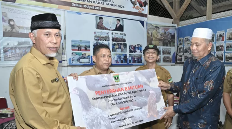 Gubernur Mahyeldi Salurkan Bantuan Ayam KUB untuk Dukung Pertanian Pasaman Barat