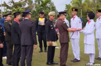 Bupati Safaruddin Serta Unsur Forkopimda Kukuhkan Purna Paskibraka 2023, usai upacara lahirnya pancasila, Sabtu 1 Juni 2024.
