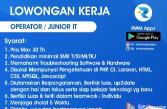 Kesempatan Kerja! PT Relasi Mahakarya Wijaya Cari Operator/Junior IT, Cek Syaratnya!