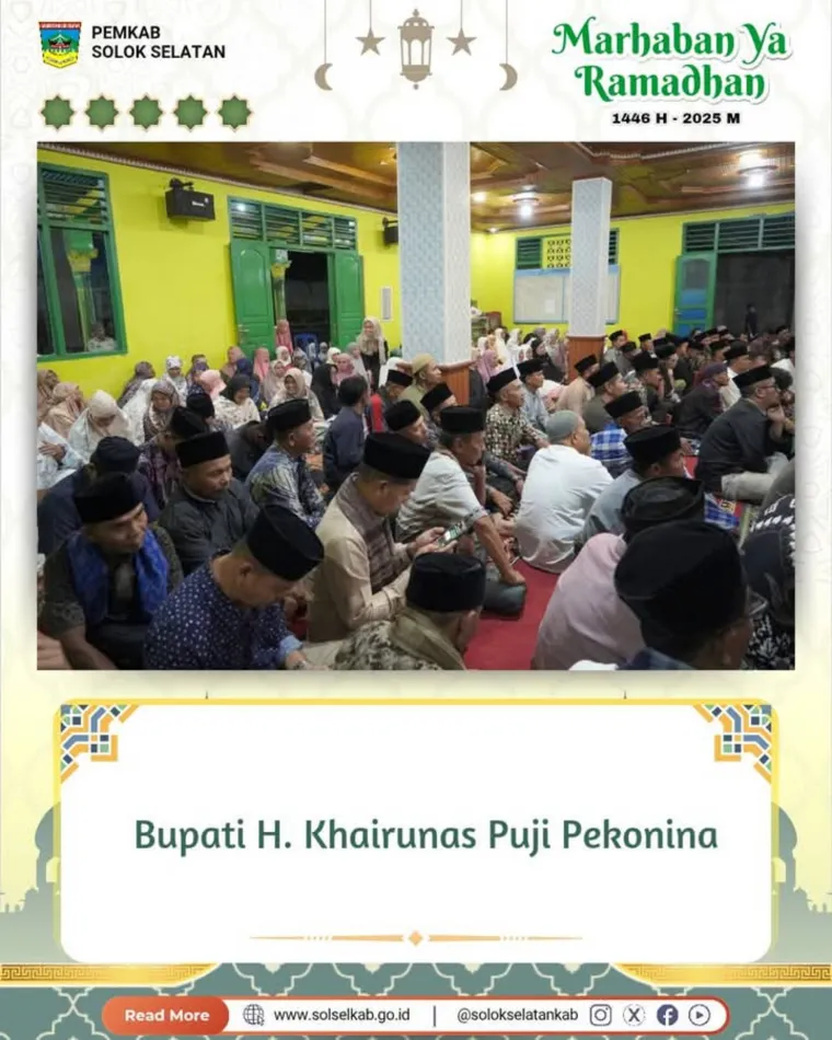 Bupati Khairunas ; Ajak Warga Pekonina Ikut Berperan Dalam Membangun Solok Selatan