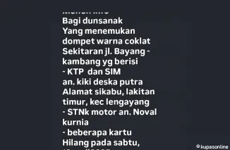 Warga Lengayang Kehilangan Dompet di Jalan Bayang-Kambang, Berisi Identitas Penting