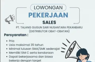 Lowongan Kerja Sales PT. Talang Gugun Sari Nusantara Pekanbaru, Peluang Karier di Industri Farmasi