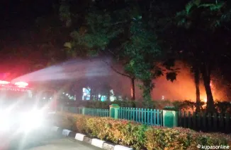 Kebakaran melanda pohon pelindung di area Taman Masjid Nurul Falah, Padang Baru