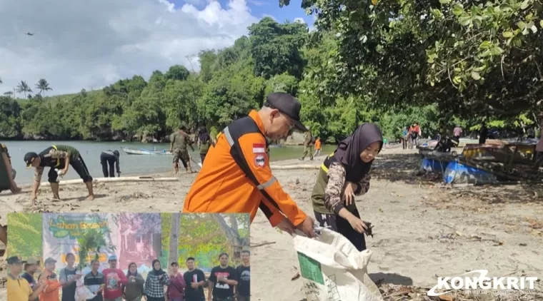 ALWI bersama LMI dan penggiat lingkungan bersih - bersih di pantai Gerangan Tulungagung