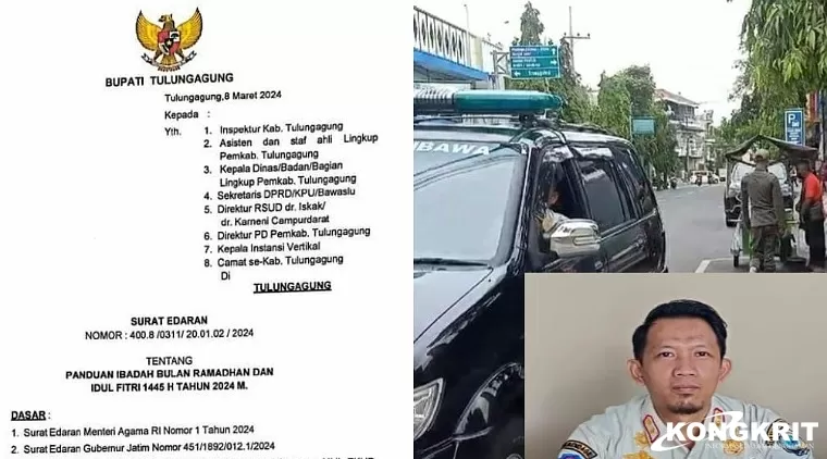 SE Pj Bupati Tulungagung dan Petugas Satpol PP laksanakan Ledang di wilayah kota. (Insert : Sekretaris Satpol PP Tulungagung, M, Ardian Candra).