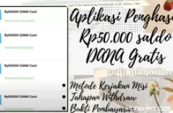 Saldo DANA Gratis Rp50 Ribu dari Aplikasi Penghasil Uang mRewards (foto: Youtuber Naufal354/Canva)