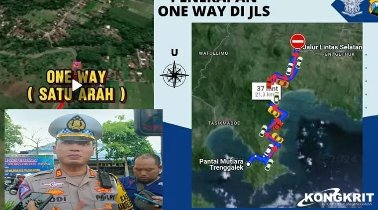 Satlantas Polres Tulungagung Terapkan Sistem One Way di JLS